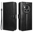 Etui z klapką do Honor Magic 6 Pro 5G, Crazy Horse Wallet, czarne
