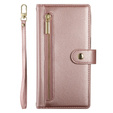 Etui z klapką do Realme 14 Pro 5G, Wallet Zipper Pocket, różowe