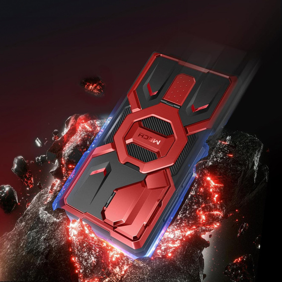 Etui do Samsung Galaxy S25 Ultra, Tongate MECH MagSafe Series, czerwone + Szkło Hartowane 9H