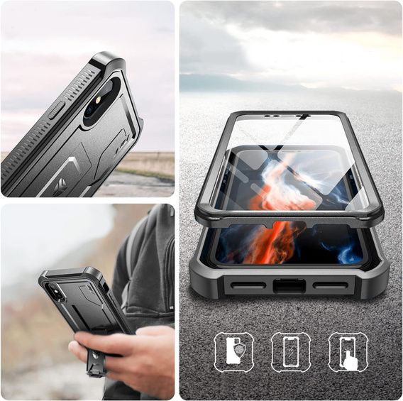 Etui pancerne do iPhone X / XS, Dexnor Full Body, czarne