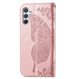 Etui z klapką do Samsung Galaxy A17 5G, portfelowe, Motyl, różowe rose gold