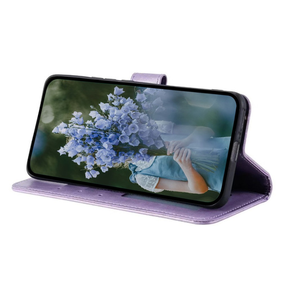 Etui z klapką do Samsung Galaxy A15, Mandala Flower, fioletowe + szkło 9H