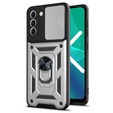 Etui pancerne do Samsung Galaxy S23, CamShield Slide, srebrne