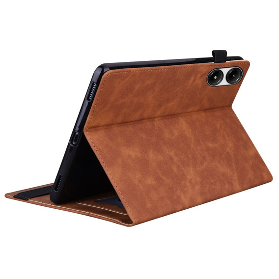 Etui z klapką i kieszeniami na karty do Xiaomi Redmi Pad 2 - Brązowe