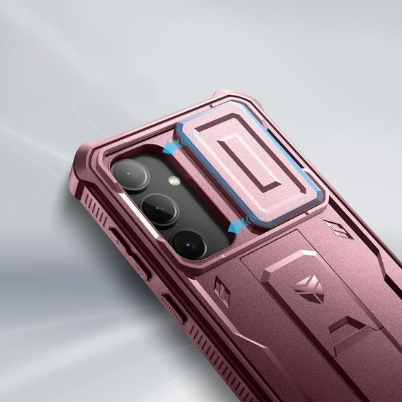 Etui pancerne do Samsung Galaxy S24 Plus, Dexnor Full Body (Two Frames), czerwone
