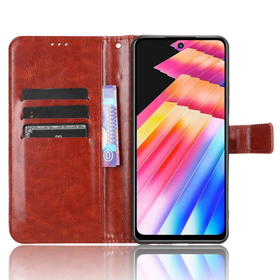 Etui z klapką do Infinix Hot 30i, Crazy Horse Wallet, brązowe