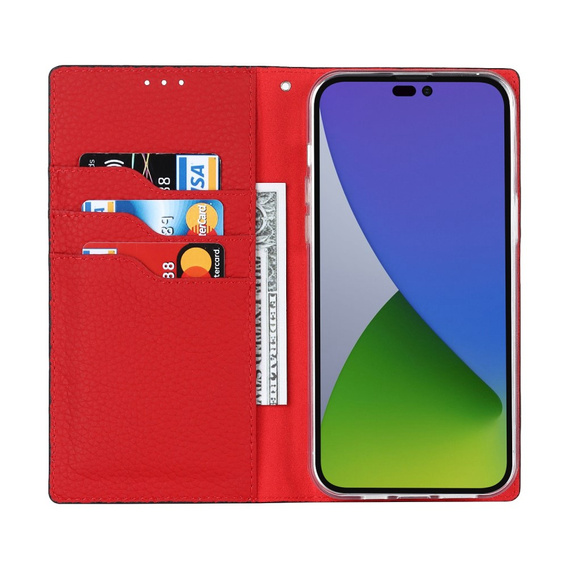 Etui z klapką do iPhone 14 Pro Max, Litchi Skin Grain, czarne