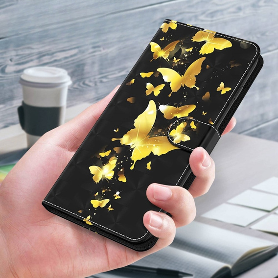 Etui z klapką do Samsung Galaxy A14 4G/5G, Wallet, Butterflies złote