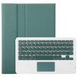 Etui z klawiaturą do Samsung Galaxy Tab S9, Leather Pen Slot TouchPad, ciemnozielone
