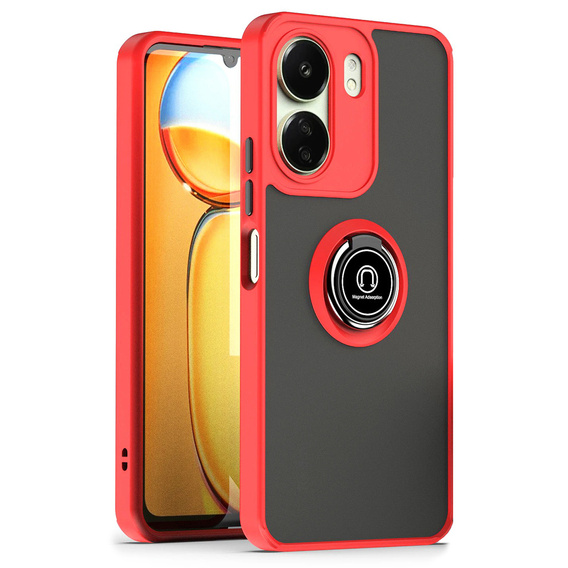 Etui do Xiaomi Redmi 13C / Poco C65, Frosted Ring, czerwone