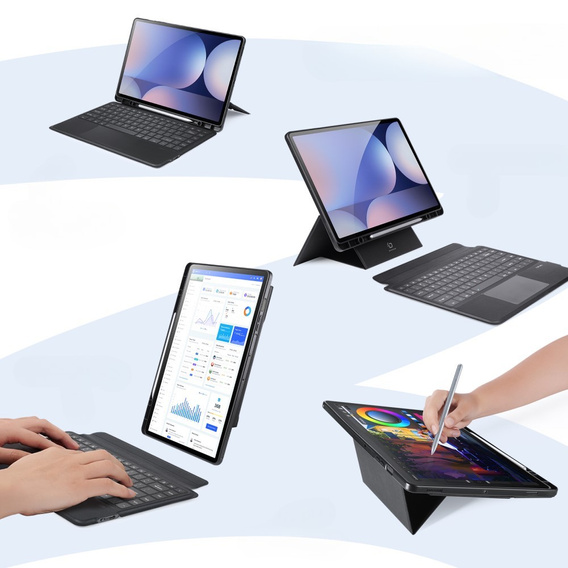 Etui z klawiaturą do Samsung Galaxy Tab S8 Ultra / S9 Ultra / S10 Ultra, Dux Ducis DK Series, czarne