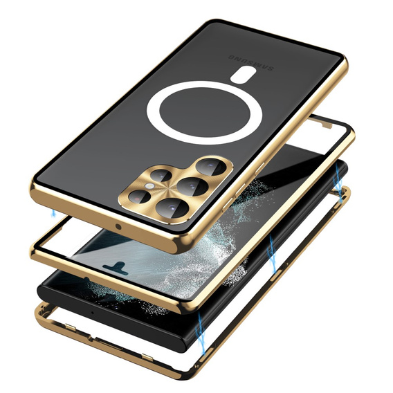 Etui Magnetic Dual Glass MagSafe do Samsung Galaxy S24 Ultra, złote