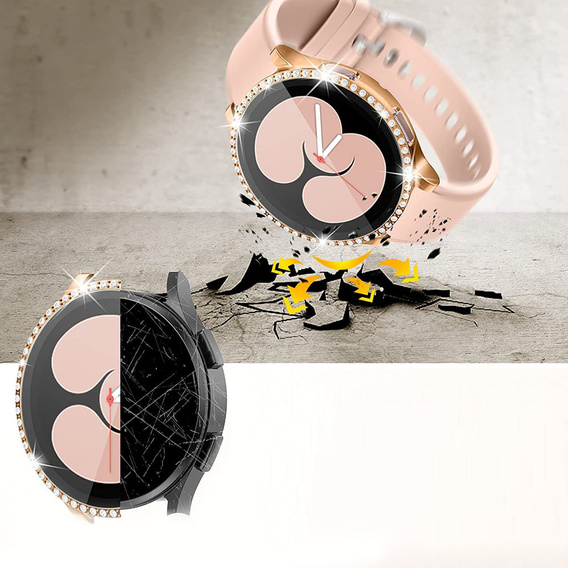2w1 Etui + Szkło Hartowane do Samsung Galaxy Watch 6 40mm, Różowe Złoto