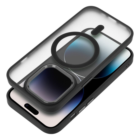 Etui do iPhone 16 Pro Max, do MagSafe, ERBORD Matt Case, przezroczyste / czarne + Szkło na ekran
