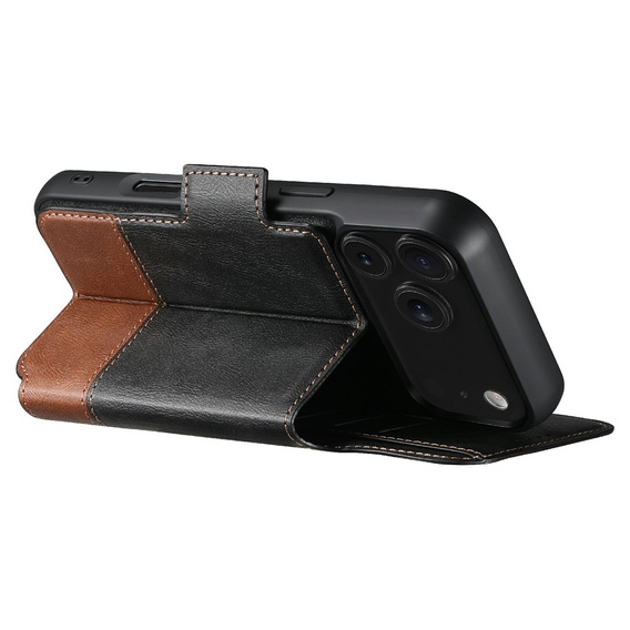 Etui z klapką 2w1 do iPhone 17 Pro Max, SUTENI, do MagSafe, czarne