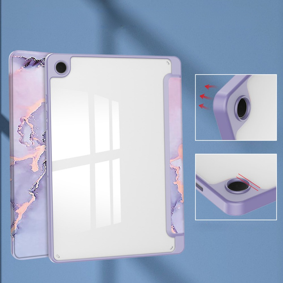 Etui Smartcase Hybrid do Samsung Galaxy Tab A9+, z miejscem na rysik – fioletowe Marble