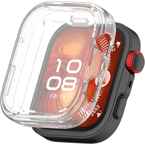 2w1 Etui silikonowe z osłoną ekranu do Huawei Watch Fit 4 – lekka ochrona wyświetlacza i boków - przezroczyste