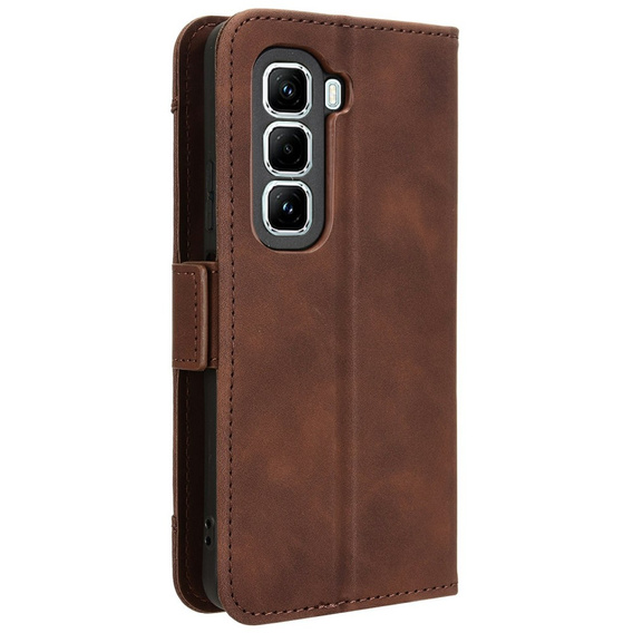 Etui z klapką do Infinix Hot 50 Pro+ 4G, Card Slot, brązowe