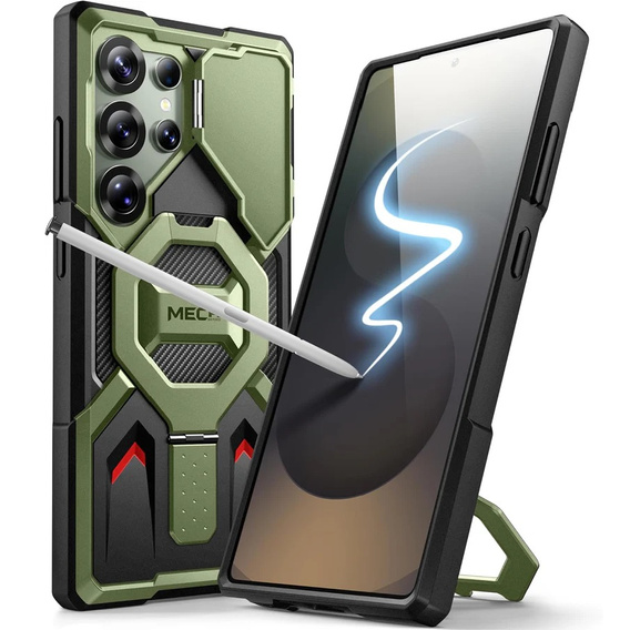 Etui do Samsung Galaxy S25 Ultra, Tongate MECH MagSafe Series, zielone + Szkło Hartowane 9H