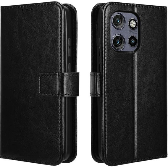 Etui z klapką do Motorola Edge 50 Neo / Motorola ThinkPhone 25, Crazy Horse Wallet, czarne