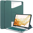 Etui z klawiaturą do Samsung Galaxy Tab S9+, Rotary 360° Leather, ciemnozielone