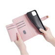Etui z klapką do iPhone 15 Pro Max, Wallet Zipper Pocket, różowe