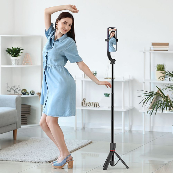 Tech-Protect L04S MagSafe Bluetooth Kijek Selfie Stick Tripod, Czarny
