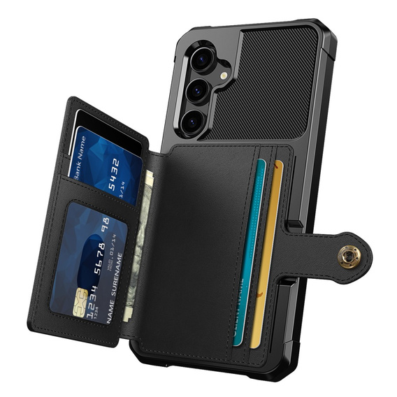 Etui do Samsung Galaxy S23 FE, Card Holder Kickstand, czarne