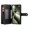 Etui z klapką do Xiaomi 14T, Wallet Zipper Pocket, czarne