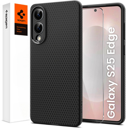 Etui Spigen do Samsung Galaxy S25 Edge, Liquid Air, czarne + Szkło Hartowane 9H