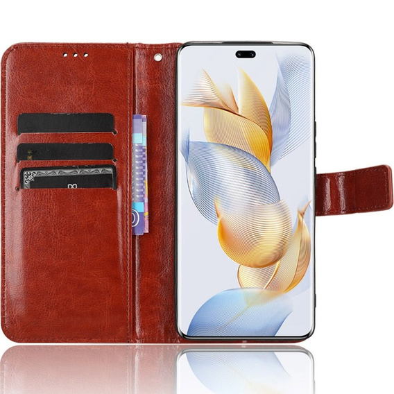 Etui z klapką do Honor 90, Crazy Horse Wallet, brązowe