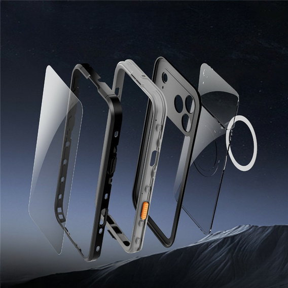 Etui do iPhone 17 Pro Max, Wodoodporne IP68, SHELLBOX MagSafe, czarne