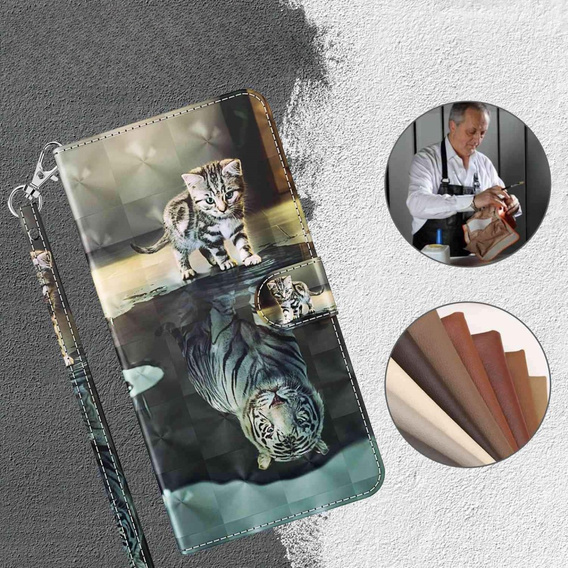 Etui z klapką do Oppo A17, Wallet, Cat & Tiger