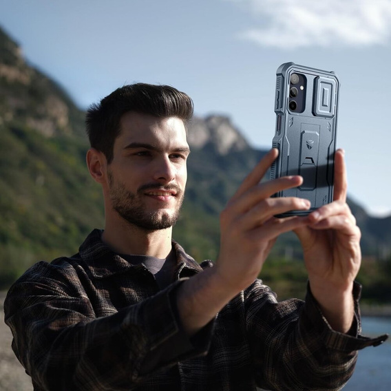 Etui pancerne do Samsung Galaxy A15, Dexnor Full Body (Two Frames), niebieskie