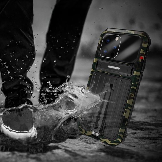Etui pancerne do iPhone 14 Pro, Metal Hybrid, kamuflaż