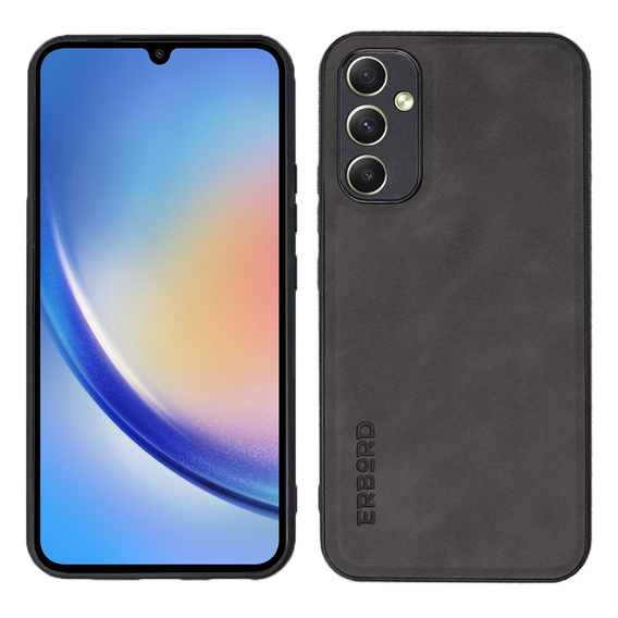 Etui do Samsung Galaxy A34 5G, ERBORD Business, z blaszką do uchwytów samochodowych, szare