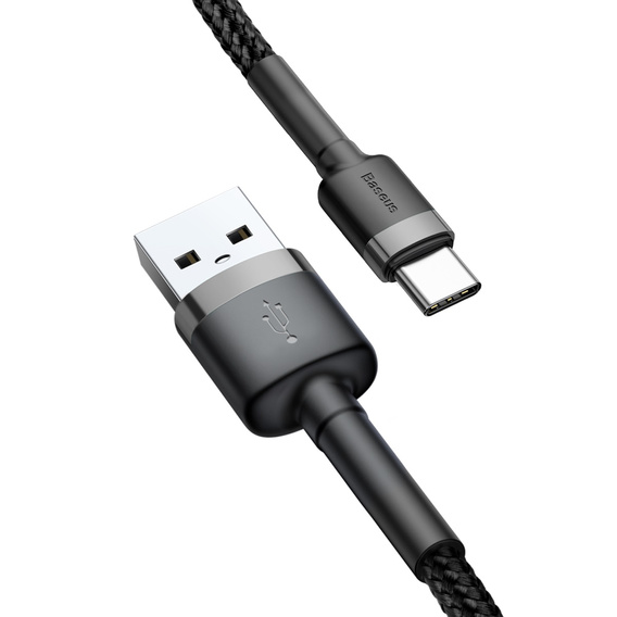 Baseus Cafule 1 m – wytrzymały kabel USB-A do USB-C 3A, szaro-czarny