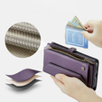 Etui CASEME do Samsung Galaxy S25 FE, RFID Leather Wallet, z paskiem na ramię, fioletowe