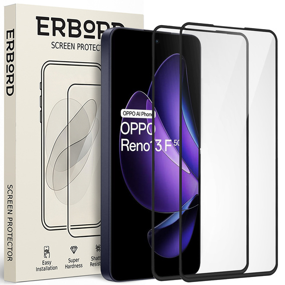 2x Szkło Hartowane ERBORD 3D do Oppo Reno 13F / FS – ochrona całego ekranu