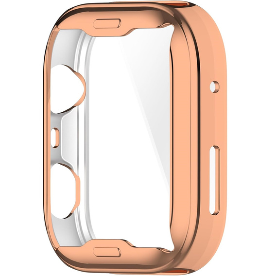 2w1 Etui silikonowe z osłoną ekranu do Huawei Watch Fit 4 – lekka ochrona wyświetlacza i boków - różowo-złote