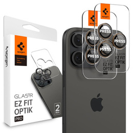 2x Spigen OPTIK.TR "EZ FIT", Szkło Hartowane na Aparat do iPhone 16 Pro / 16 Pro Max / 15 Pro / Pro Max / 14 Pro / Pro Max, Tytanowe brązowe (Desert Titanium)