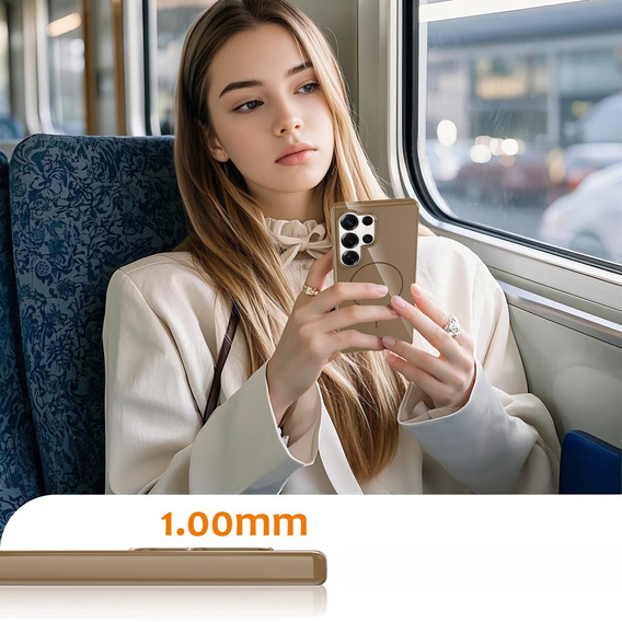 Etui do Samsung Galaxy S25 Ultra, magnetyczne z paskiem – złote