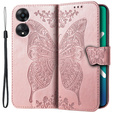 Etui z klapką do Oppo A78 5G, Butterfly, różowe rose gold