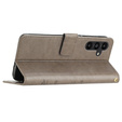 Etui z klapką do Samsung Galaxy A25 5G, Butterfly, szare + szkło 9H