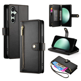 Etui z klapką do Samsung Galaxy S24 FE, Wallet Zipper Pocket, czarne