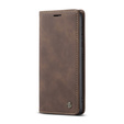 Etui CASEME do Samsung Galaxy S21 FE, Leather Wallet Case, kawowe