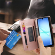 Etui z klapką do Samsung Galaxy A17 5G, Wallet Zipper Pocket, portfelowe, różowe