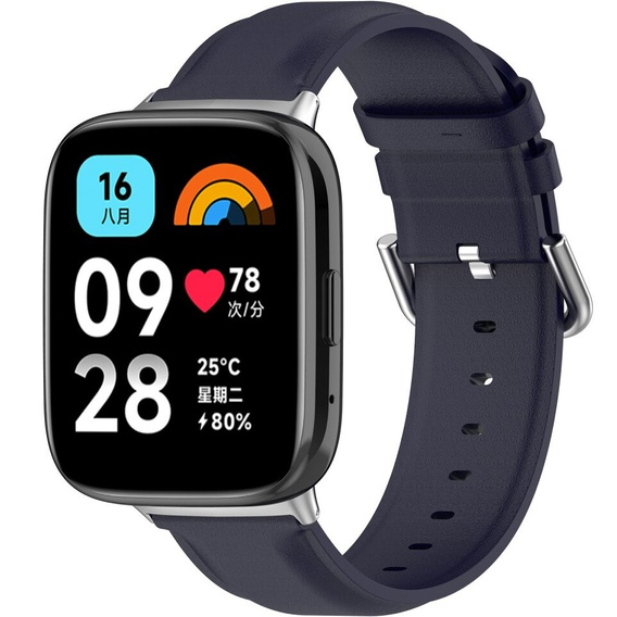 Pasek Skórzany do Xiaomi Redmi Watch 3 Active, Granatowy