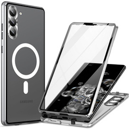 Etui Magnetic Dual Glass MagSafe do Samsung Galaxy S23, srebrne