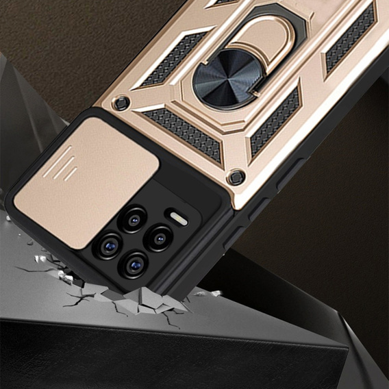 Etui pancerne do Realme 8 / 8 Pro, CamShield Slide, złote